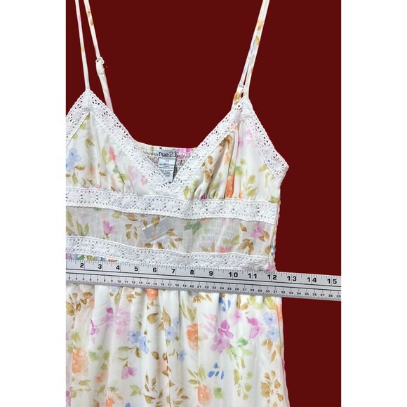 Rue 21 - Women's Summer Sleeveless High Low Hem Ruffle Floral Dress - White - XS - Picture 4 of 16